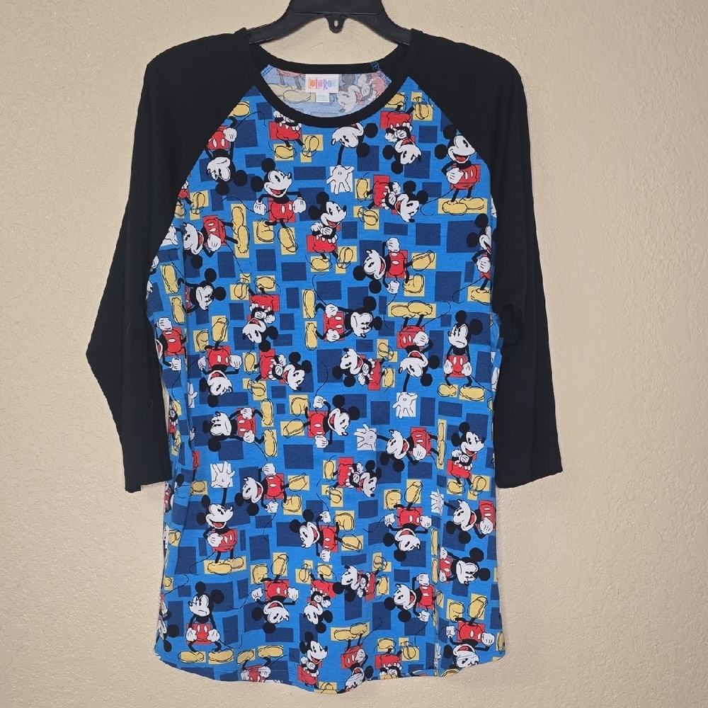 LulaRoe/Disney Mickey Mouse Blue and Black Raglan Shirt